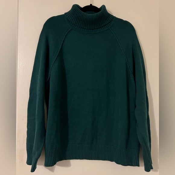 Karen Scott 100% cotton turtle neck sweater in hunter green color - Picture 1 of 7